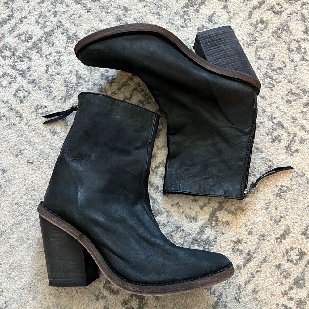 Free People Black Leather Ankle Boots